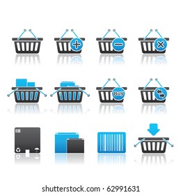 Shopping Baskets icon set 20 - Blue Series.  Vector EPS 8 format, easy to edit.