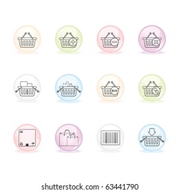 Shopping Baskets icon set 20 - Sphere Series.  Vector EPS 8 format, easy to edit.