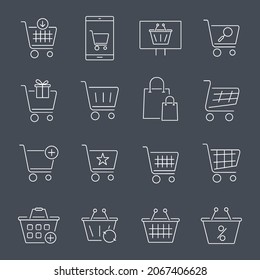 íconos de cestas de compras. cestas de compras paquete de elementos vectores para web infográfica