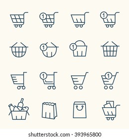 Shopping baskets line icons