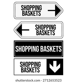 Cestas de la compra Recogida Devolución Direccional Tienda Sign