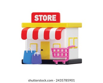 shopping beg with shopping store icon 3d rendering vector illustration