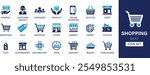Shopping best solid icon set collection. Payment, customer service, product, online shopping, scuttle, shop, marketing, sale, target and vector illustration.