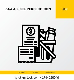 Shopping Bill icon .E-commerce Related Vector Line Icons.64x64 pixel perfect icons