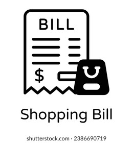 A shopping bill icon in glyph design 