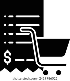 shopping bill solid and glyph vector illustration