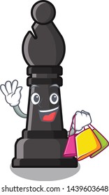 Shopping bishop chess above the mascot chessboard