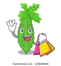 Shopping bitter melon gourd on shape cartoon