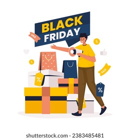 Shopping black friday big sale promotion vector illustration