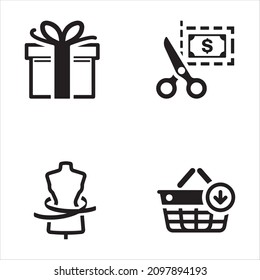Juego de iconos negros de compras 