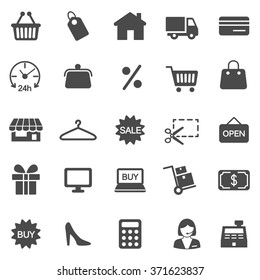 Shopping black icons set. Vector