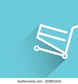 shopping, blue background, flat and shadow theme