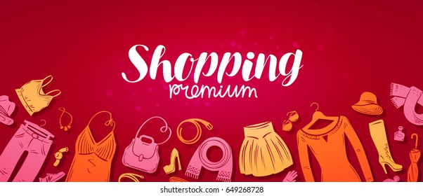 Shopping, boutique banner. Fashion store concept. Vector illustration