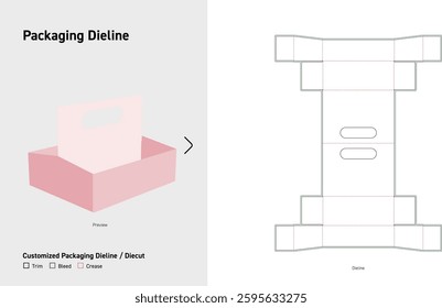 Shopping box with handled dieline