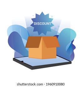 Shopping boxes with purchases with place to add text on a white background. Online shopping and sale concept