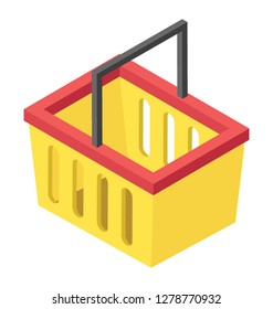 Shopping bucket isometric icon vector