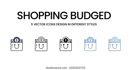 Diseño de iconos de compra en estilo Cinco con estilo Editable Stroke. Línea, Sólido, Línea plana, Color de tono Duo y Línea de degradado de color. Adecuado para diseño de páginas Web, aplicaciones móviles, UI, UX y GUI.