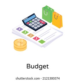 A shopping budget icon in isometric vector 

