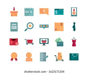 shopping business commerce trade online icon set vector illustration