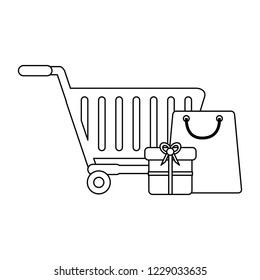 Shopping business concept in black and white