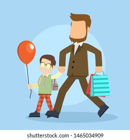 shopping businessman with their children vector