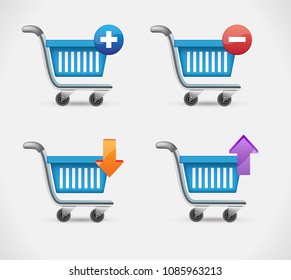 Shopping busket icon in realistic style isolated on white background. E-commerce symbol stock