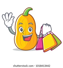 Shopping butternut squash character cartoon