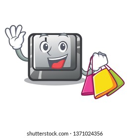 Shopping button J isolated in the cartoon