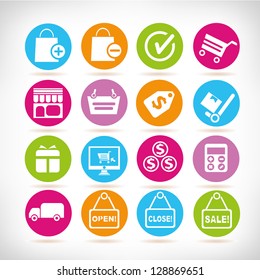 shopping buttons, shopping icon set, vector