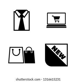 Shopping, Buying Clothes. Simple Related Vector Icons Set for Video, Mobile Apps, Web Sites, Print Projects and Your Design. Shopping, Buying Clothes icon Black Flat Illustration on White Background.