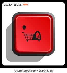 Shopping with a cabin for children and inflatable festive ball. icon. vector design