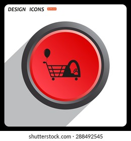 Shopping with a cabin for children and inflatable festive ball. icon. vector design