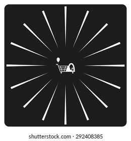 Shopping with a cabin for children and inflatable festive ball. icon. vector design