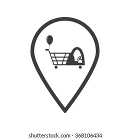 Shopping with a cabin for children and inflatable festive ball icon, vector illustration. Flat design style