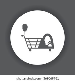 Shopping with a cabin for children and inflatable festive ball icon, vector illustration. Flat design style