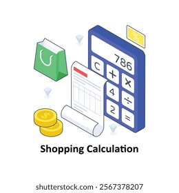 Shopping Calculation isometric Colored illustration. EPS File stock illustration