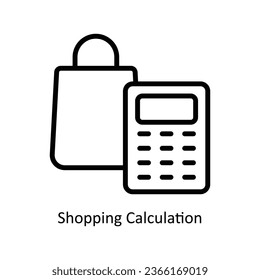 Ilustración de diseño de iconos del contorno del vector de cálculo de compras. Símbolo de almacén web en fondo blanco archivo EPS 10 