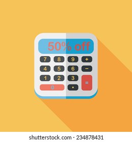 shopping calculator flat icon with long shadow,eps10