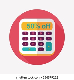 shopping calculator flat icon with long shadow,eps10