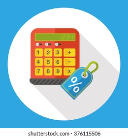shopping calculator and sale tag flat icon