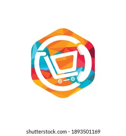 Shopping call vector logo design template illustration. Shopping cart and handset icon.	