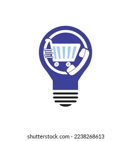 Shopping call vector logo design template illustration. Shopping cart and handset icon.
