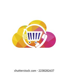 Shopping call vector logo design template illustration. Shopping cart and handset icon.