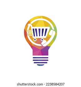 Ilustración de diseño del logotipo del vector de la llamada de compra. Carro de compras e icono de teléfono.