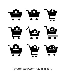 icono de la cámara de compras o logotipo símbolo de signo aislado ilustración vectorial - Colección de iconos vectoriales de estilo negro de alta calidad
