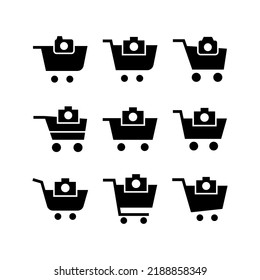 Symbol oder Logo einer Einkaufskamera einzeln auf Zeichen, Vektorgrafik - Sammlung hochwertiger Vektorsymbole mit schwarzem Stil
