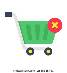 Shopping cancel icon, editable vector