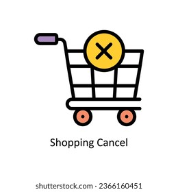 Shopping Cancel vector Fill outline Icon Design illustration. Web store Symbol on White background EPS 10 File 