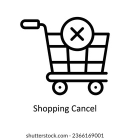 Shopping Cancel vector  outline Icon Design illustration. Web store Symbol on White background EPS 10 File 