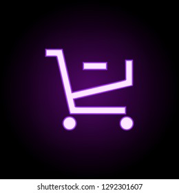 shopping card remove icon. Elements of web in neon style icons. Simple icon for websites, web design, mobile app, info graphics